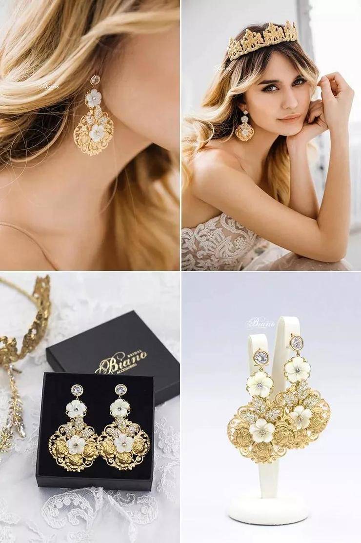 佩戴的耳饰每一对都好美呀！开元棋牌那些适合婚礼当天(图2)