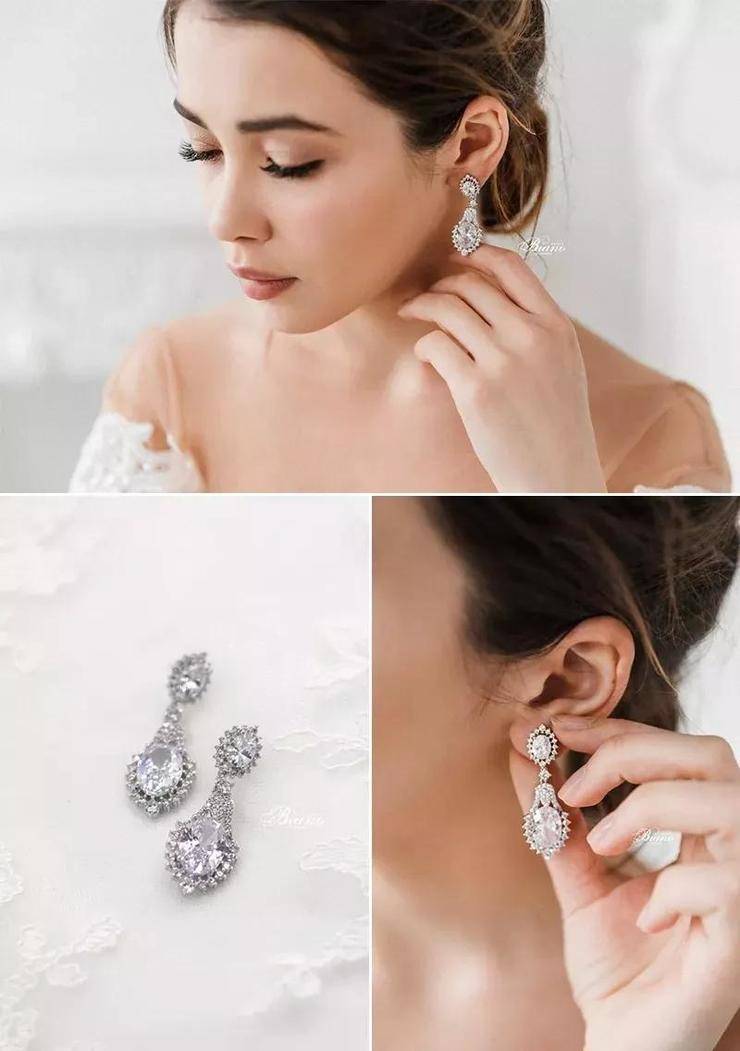 佩戴的耳饰每一对都好美呀！开元棋牌那些适合婚礼当天(图7)